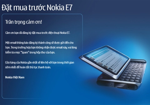 Nokia e7 bắt đầu cho đặt hàng ở vn