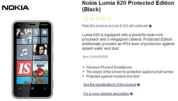 Nokia lumia 620 có thêm bản chống nước và bụi