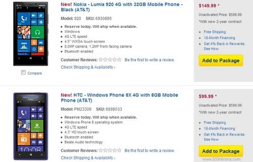 Nokia lumia 920 và htc 8x giá từ 125 triệu đồng