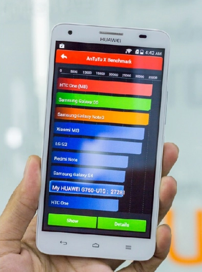 Smartphone ascend g750 dùng chip lõi 8