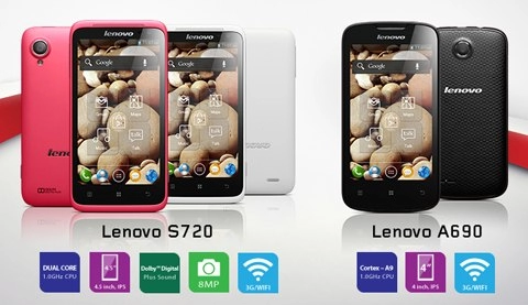 Smartphone lenovo s720 và a690 chính thức lên kệ