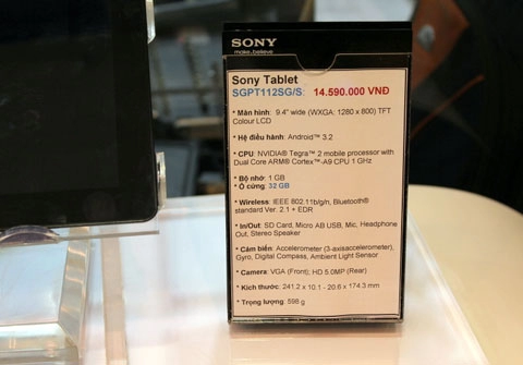Sony tablet s chính hãng từ 122 triệu