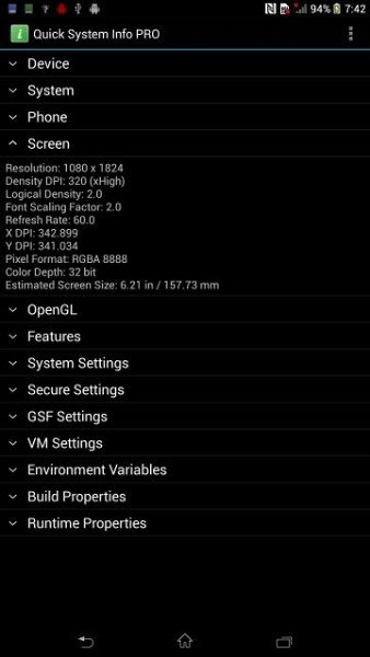 Sony xperia zu có màn hình full hd rộng 64 inch