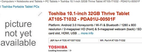 Tablet của toshiba mang tên thrive giá 499 usd