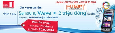 Tặng 2 triệu đồng khi mua samsung wave