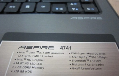 Thiết kế mới cho acer aspire as4741 core i5
