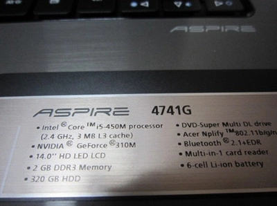 Thiết kế mới cho acer aspire as4741 core i5