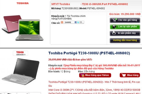 Toshiba portege t230 giá 193 triệu đồng ở vn