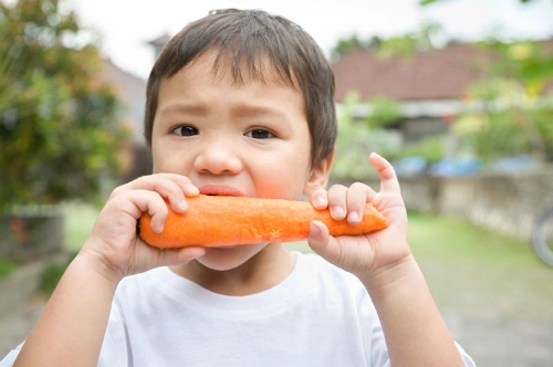 Muốn con ăn rau quả hãy để bé chơi trước bữa ăn