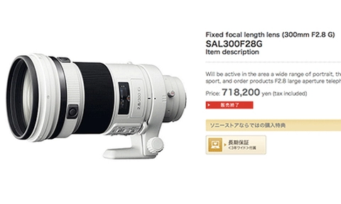 Sony dừng sản xuất ống kính 300 mm f28