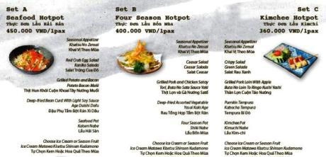3 set menu mới của asahi hot pot