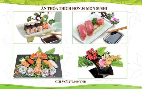 Ăn thoả thích 30 món sushi tại wabi sabi vườn nhật 2