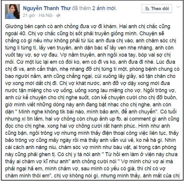 Bao nhiêu người vợ trên thế giới mơ ước có được người chồng chăm sóc mình ốm như kia