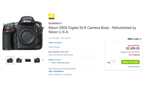 Nikon d800 refurbished rẻ hơn hàng mới tới 500 usd