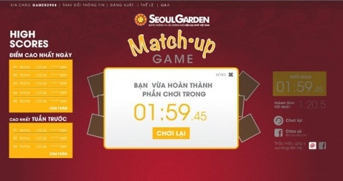 Thử tài trí nhớ cùng seoul garden match-up game
