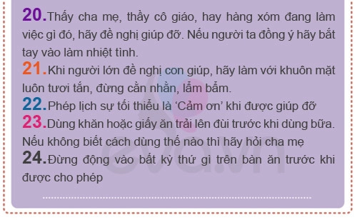 24 quy tắc trẻ phải biết trước 9 tuổi