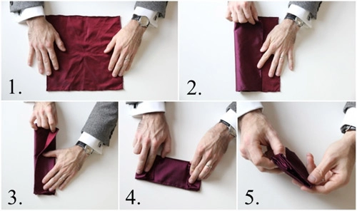 4 cách gấp khăn trang trí túi áo vest lịch lãm