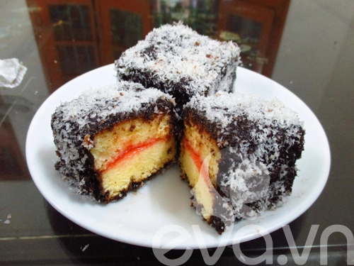 Bánh lamingtons nhân mứt ngon mềm