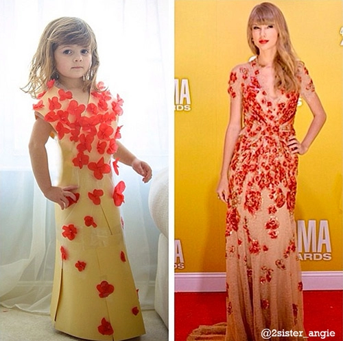 Hot bé gái 4 tuổi chế váy hàng hiệu từ giấy