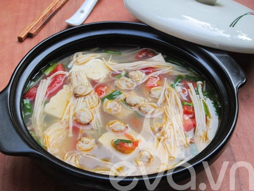 Lạ với canh ngao đậu phụ nấu nấm