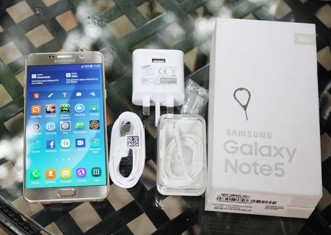 Mở hộp samsung galaxy note 5 gold