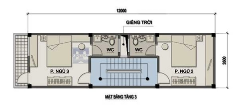 Nhà 5 tầng trên diện tích hẹp 35 x 12 m