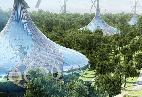 Nhà hình nón ở siêu thành phố tương lai tq