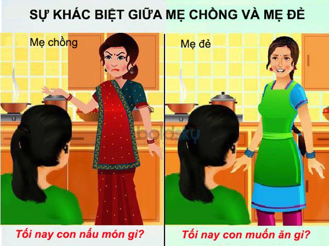 Sự khác biệt giữa mẹ chồng và mẹ đẻ