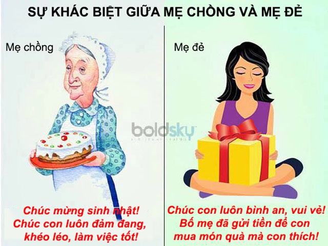 Sự khác biệt giữa mẹ chồng và mẹ đẻ