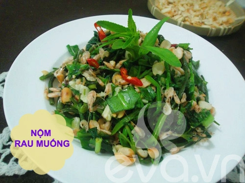 Thực đơn bò xào lá lốt nộm rau muống