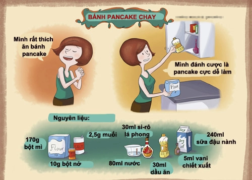 Tự làm bánh pancake chay cực dễ