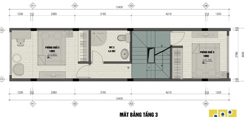 Xây nhà 3 tầng 3 phòng ngủ trên đất 30 m2