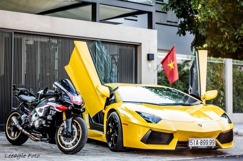 Yamaha r1 2015 đọ dáng cùng lamborghini aventador tại việt nam