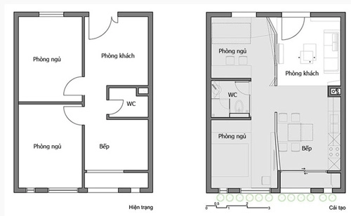 3 căn hộ 60 m2 nhỏ nhưng tiện ích