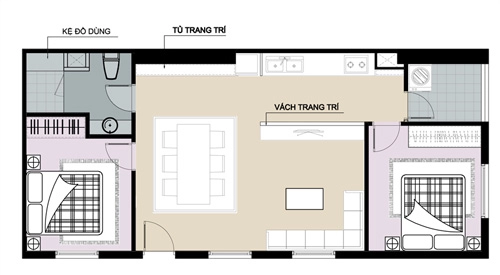 Bố trí căn hộ chung cư 73 m2 cho cặp vợ chồng trẻ