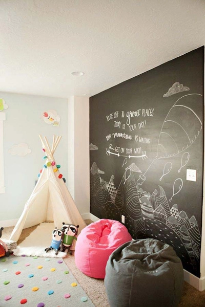 Bức tường thỏa sức vẽ trong phòng của bé