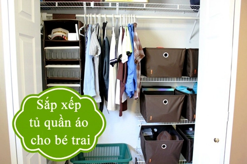 Mẹ xếp tủ quần áo đẹp gọn cho bé trai