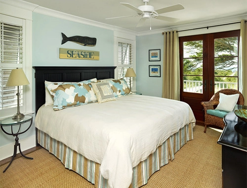 Phòng ngủ mát mẻ nhờ sắc màu của biển
