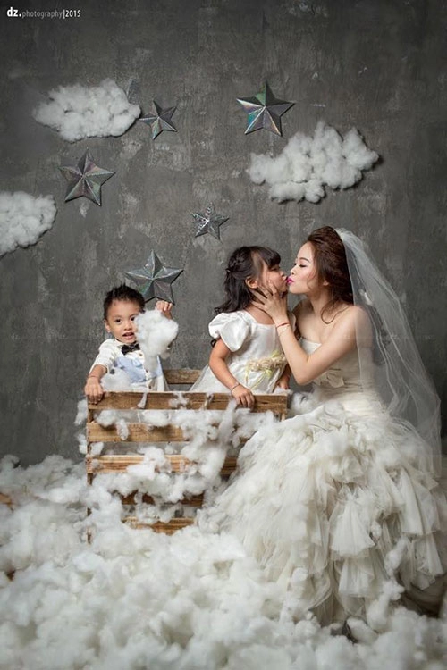 Single mom hà thành xinh đẹp lần thứ 2 mặc váy cưới vì con