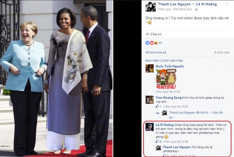 Sự thật đằng sau bức ảnh phu nhân obama mặc áo dài việt nam