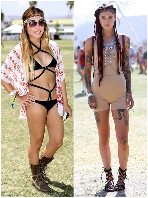 Teen mỹ hở bạo tham dự coachella vì quá nắng nóng