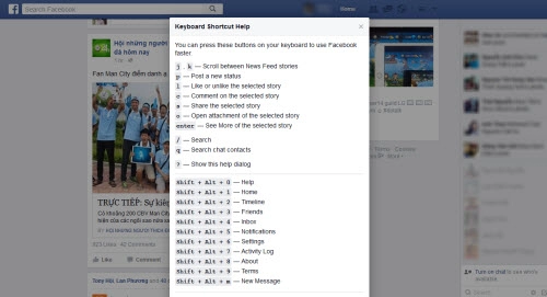 23 tổ hợp phím tắt tích hợp ẩn trong facebook