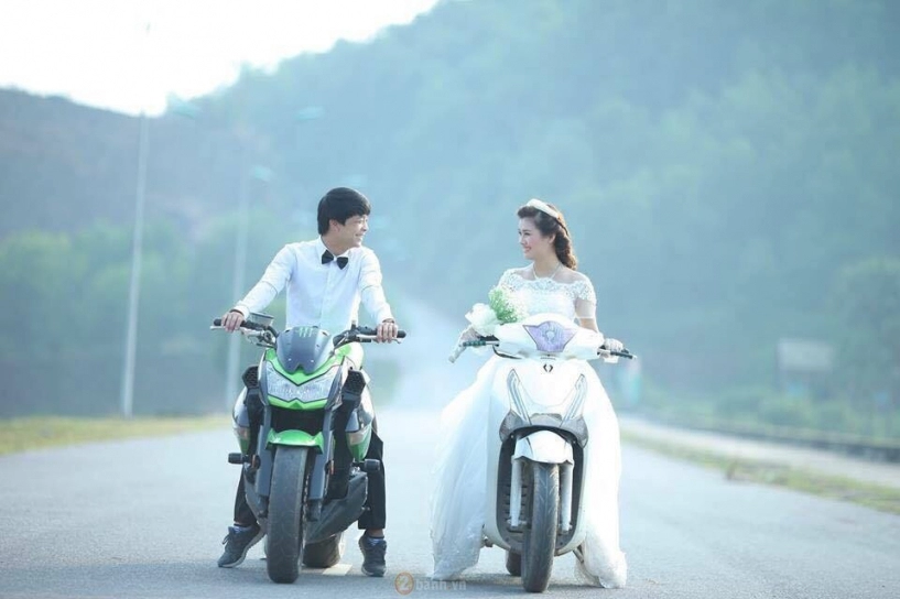 Bộ ảnh cưới đẹp như mơ của cặp đôi thái nguyên bên cạnh kawasaki z1000