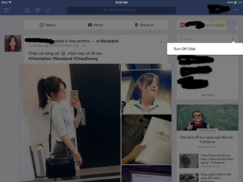 Cách ẩn mình trên facebook khi dùng ipad