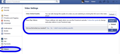Cách tắt tính năng tự phát video của facebook