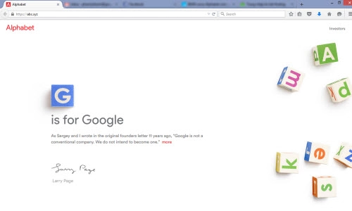 Google tái cấu trúc với alphabet inc và tên miền abcxyz