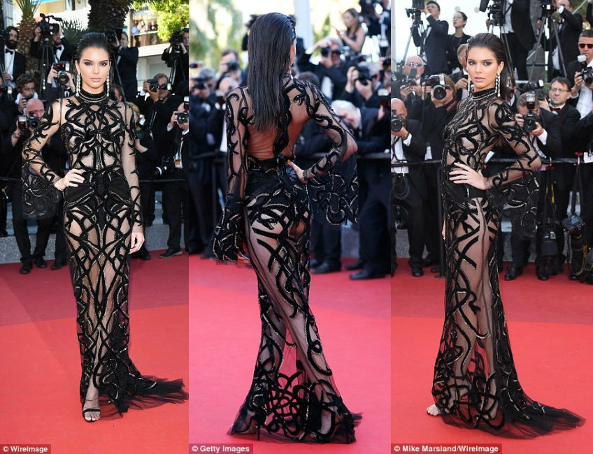 Kendall jenner mặc đầm xuyên thấu đi xem phim cannes