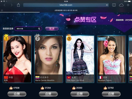 Lan khuê vào top 3 lượt bình chọn tại miss world 2015