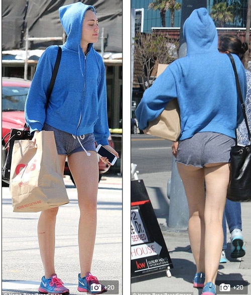 Miley cyrus mặc quần 5cm hớ hênh trên phố