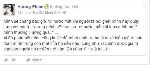 Phạm hương không khóc khi người ta ghét hay quay lưng với mình